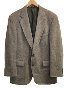 Vintage Joseph A. Bank Men's 42R Wool Tweed Herringbone Blazer Jacket Gray - Picture 1 of 10