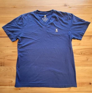Psycho Bunny Robert Godley Mens V Neck T Shirt Sz 5 Medium Navy Blue - Picture 1 of 7