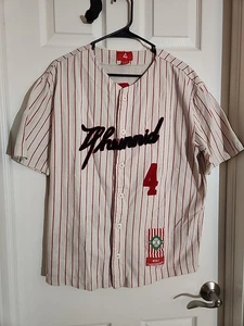 4Hunnid Baseball Trikot Shirt Herren Large weiß rot Nadelstreifen WM - Bild 1 von 8