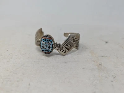 VTG RODERICK TENORIO CAROLYN POLLACK STERLING SILVER STONE CUFF BRACELET- 103 - Image 1 of 4