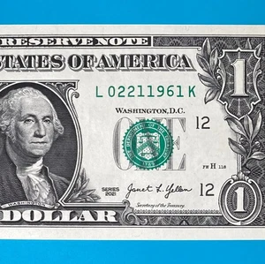 February 21, 1961 (L 02211961 K) BIRTHDAY ANNIVERSARY $1 One Dollar Bill *UNC* - Picture 1 of 4