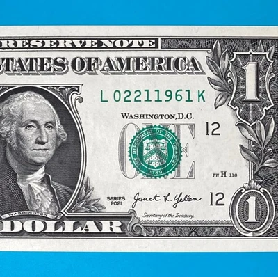 February 21, 1961 (L 02211961 K) BIRTHDAY ANNIVERSARY $1 One Dollar Bill *UNC* - Image 1 of 4