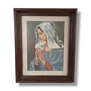 Vintage Malen nach Zahlen Jungfrau Maria Heilige Mutter betend katholisch Altar Heiligtum - Bild 1 von 10