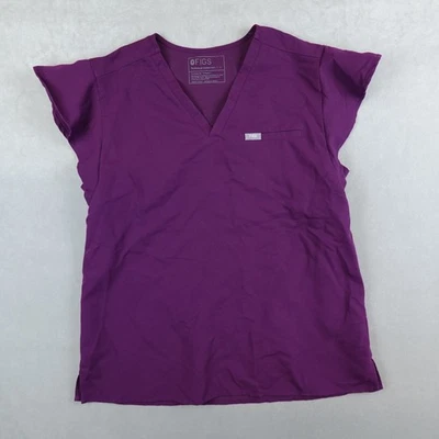 Figs Natal Scrub Top Womens Large Purple Flutter Sleeve Technical Collection - Image 1 of 4