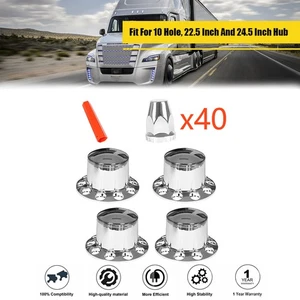 ABS Plastic Rear Chrome Wheel Axle Hub Cover Kit Semi 33mm Nut Covers Set of 4 - Picture 1 of 7