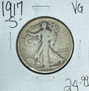 1917-S WALKING LIBERTY SILVER HALF DOLLAR~ VG  ~NICE COIN~ - Picture 1 of 2
