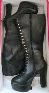 NIB Funtasma Women’s Black Boots Zip & Lace  SZ 7 Heel 4" Platform 1.5...2010 - Picture 1 of 17
