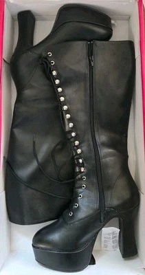 NIB Funtasma Women’s Black Boots Zip & Lace  SZ 7 Heel 4" Platform 1.5...2010 - Image 1 of 4