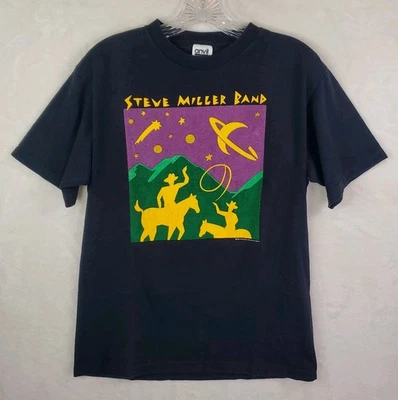Camiseta Vaquera Espacial Steve Miller Band 1989 RARA De Colección Talla Mediana Algodón EE. UU. Individual Foto 1 de 4