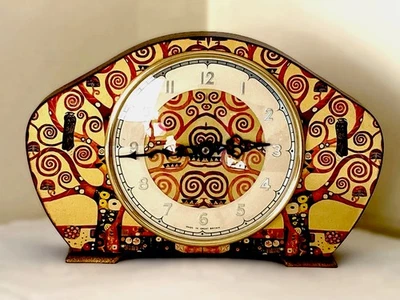 Clock Mantle Klimt Art Nouveau Tree of Life Upcycled Vintage Bespoke - Image 1 of 4