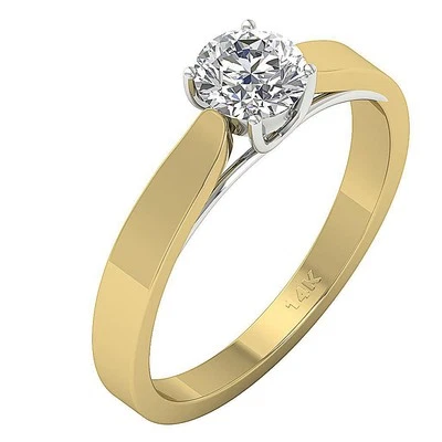 VS F 0.70 Carat Lab Grown Round Diamond 10K Solid Gold Solitaire Engagement Ring - Image 1 of 4