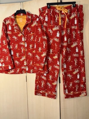 Nick & Nora Conjunto de Pijama Rojo Calcetín Mono Navidad Invierno Franela Para Mujer Talla XXL Foto 1 de 4