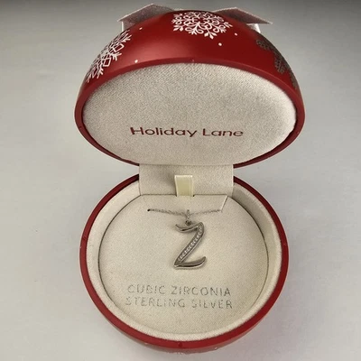 Collar colgante con inicial 'Z' de circonita cúbica Holiday Lane en plata de ley Foto 1 de 4