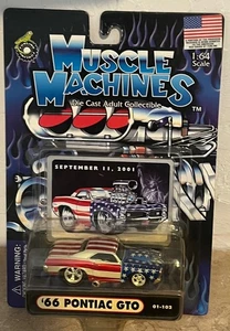 MUSCLE MACHINES  RED WHITE BLUE '66 Pontiac GTO 9/11 Die-Cast 1:64 01-102 - Picture 1 of 4