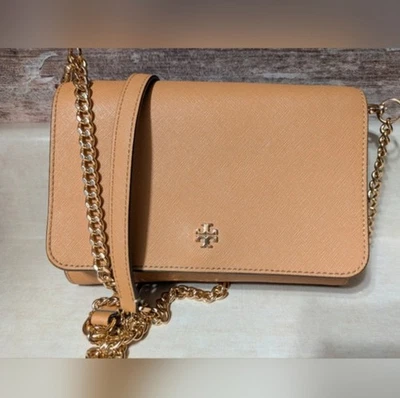 Tory Burch English Tan Leather Chain/Leather Crossbody Bag - Image 1 of 4
