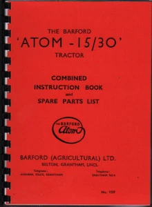 Barford "Atom-15/30" Garden Tractor Instruction Book - Picture 1 of 1