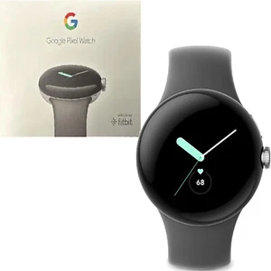 Google Pixel Watch polerowane srebrne etui / węgiel drzewny aktywny 32GB WIFI + Bluetooth NOWY - Zdjęcie 1 z 6