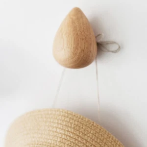 Solid Wood Water Drop Coat Hook Coat Hook Wall Free Punching Cloth Hook Viscose - Picture 1 of 11