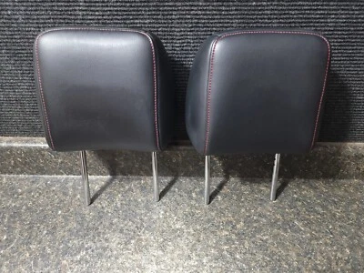 11-17 Nissan Juke Front Left Right Head Rest Pair Black Leather Red Stitch OEM Foto 1 de 4