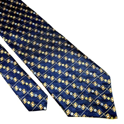 Savile Row Silk Tie Print Blue Geometric - Image 1 of 4