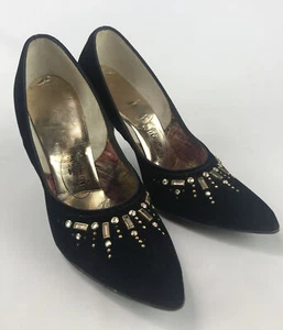 Vintage Life Stride schwarze Samt-Pumps für Damen Größe 6,5 SA2 - Bild 1 von 10