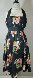Anthropologie Moulunette Soeurs 100% Silk Halter Dress Size 2. Floral Black... - Picture 1 of 11