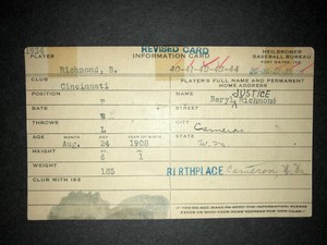 1933 CUBS: Beryl Richmond, Handwritten (Heilbroner) 3x5, D.1980