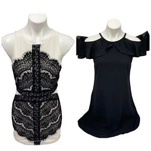 Vestido Decree Mujer Talla Pequeña Lote Negro Blanco Encaje Volantes Fecha Oficina Trabajo Iglesia - Imagen 1 de 12