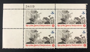 1973 Rise of the Spirit of Independence Posting 8c Stamp Block of 4 Scott #1477 - Picture 1 of 5