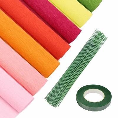 Kit hágalo usted mismo de flores de papel crepé 7 rollos arco iris crepé cinta floral alambre corona artesanía Foto 1 de 4