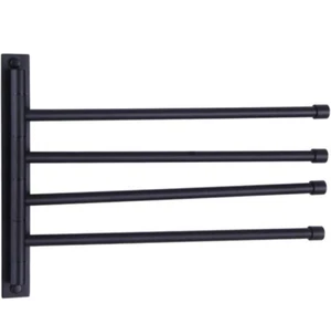 Swivel Towel Bar Stainless Steel Black Matte 4 Arm Bathroom Swing Hanger - A0049 - Picture 1 of 8