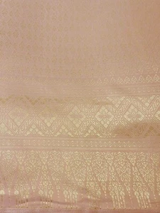 Peach Thai Silk Traditional Woven Fabric Wedding Dress Damask Pattern 40" Drape - Picture 1 of 4