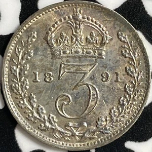 1891 Great Britain 3 Pence Threepence Lot#D9721 Silver! Nice! - Picture 1 of 2