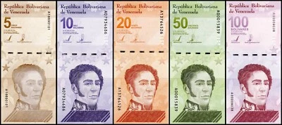 Venezuela 5-100 Bolívares Digital Juego de Billetes 5 Piezas, Digital VENDEDOR EE. UU.!!!! Foto 1 de 3