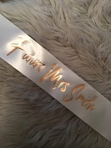 Future Mrs Rose gold sash Bride To Be Sash Hen Party Hen do Sash UK SELLER š¬š§ - Picture 1 of 5