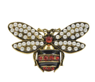Honey bee brooch gold silver plated stunning diamonte celebrity queen pin u14 - Imagem 1 de 4