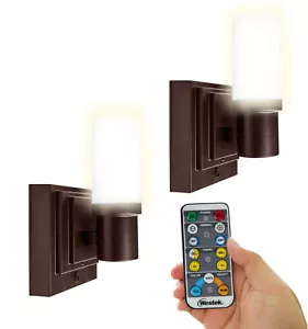 Westek Battery Operated Wall Sconce with Remote, 2pk Satin Bronze Finish - Picture 1 of 9