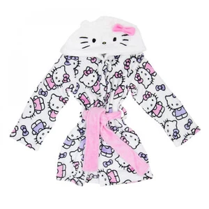 Hello Kitty Pastel Youth Velvet Robe Hoodie with Ears White - Picture 1 of 10