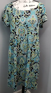 Charter Club Shift Dress Womens XL Multi Paisley Nylon Short Sleeve Round Neck - Picture 1 of 11