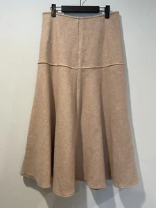 NEW OGL Maxi Skirt Women Medium Beige Retro Mod Quiet Luxury Minimalist Academia - Picture 1 of 6
