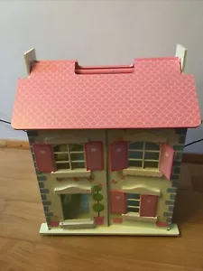 Toy - Wooden Dolls House In White/ Pink, Flat Pack - Picture 1 of 13