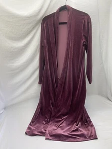 Damen lila, weinrose, farbiger Velours 1XL Hausmantel, Staubtuch, Morgenmantel WD2149 - Bild 1 von 6