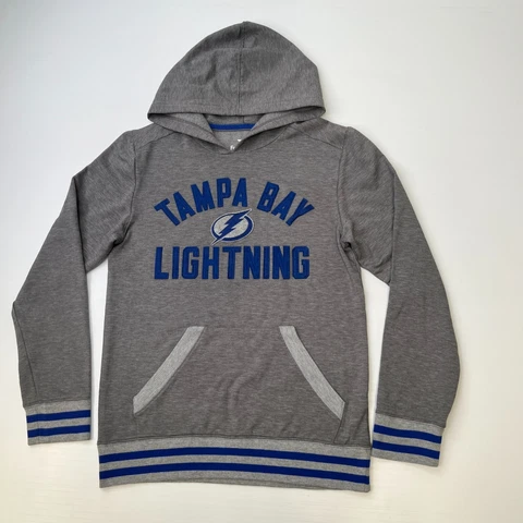 Tampa Bay Lightning Hoodie Men Small Patch Bolts Retro Sweatshirt Fanatics Logo Cover