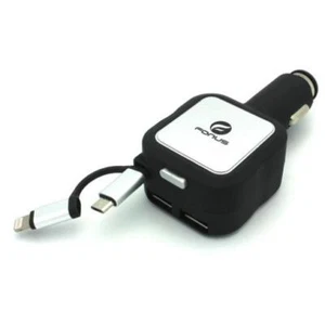 CAR CHARGER RETRACTABLE 4.8AMP 2-PORT USB 2-IN-1 DC SOCKET for PHONES & TABLETS - Picture 1 of 6