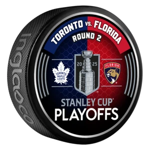 2025 Stanley Cup Playoffs Toronto Maple Leafs vs Florida Panthers Hockey Puck - Picture 1 of 2