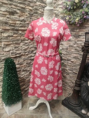 Vintage Ladies Pride size S/M Summer A-line Knee length coral Floral 70s Dress Foto 1 de 4