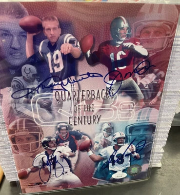 Johnny Unitas John Elway Joe Montana Dan Marino Signed QBs of  Century JSA LOA - Image 1 of 3