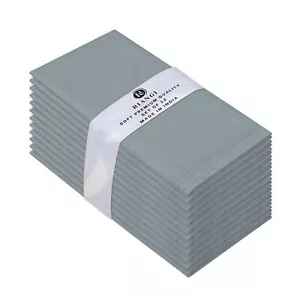 Cloth Dinner Napkins Set of 12-18x18 Inches Grey Cotton Fabric Reusable and W... - Picture 1 of 5