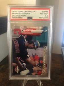 2020 Topps Opening day - Dugout Peeks - Lindor - DP-13 1:2,310 packs! PSA 8.5!!! - Picture 1 of 3