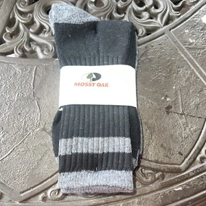 Mossy Oak Mens Boot Socks 6-12 , 2 PACK. New Black Grey - Picture 1 of 2